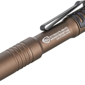 STREAMLIGHT - Linterna de bolsillo 66608 MicroStream recargable por USB de 250 lúmenes con cable USB de 5 pulgadas, Coyote, embalaje tipo clamshell