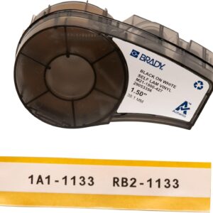 Brady Cinta de vinilo autolaminante para etiquetas (M21-1500-427), color negro sobre blanco, cinta translúcida, compatible con impresora BMP21-PLUS, 14 pies de largo, 1.5 pulgadas de ancho
