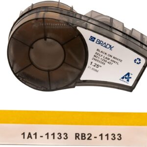 Brady M21-1250-427 14' Length, 1.25" Width, B-427 Self-Laminating Vinyl, Black On White/Translucent Color BMP 21 Mobile Printer Label