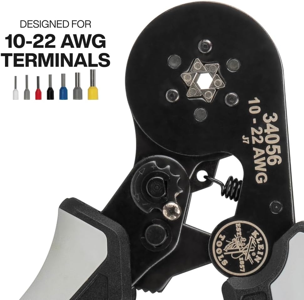 Klein Tools 34056 Pinza ponchadora hexagonal de férulas para cable de 10-22 AWG 2 Klein Tools 34056 Pinza ponchadora hexagonal de férulas para cable de 10-22 AWG – Vista 2