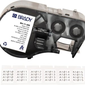 Brady Authentic (M4-11-499) Etiquetas adhesivas agresivas de nailon multiusos 0.5 pulgadas de alto x 0.75 pulgadas de ancho, negro sobre blanco, 220 etiquetas