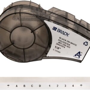 Brady M21-250-423 Cartridge, B423 Permanent Polyester Material, 0.25" W x 21' L, Black on White