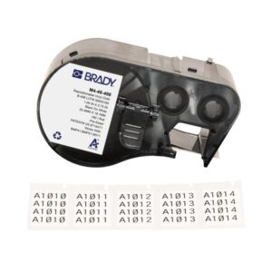 Brady Authentic (M4-48-498) Etiquetas de tela de vinilo multiusos reposicionables, 0.75 pulgadas de alto x 1.5 pulgadas de ancho, negro sobre blanco, 180 etiquetas