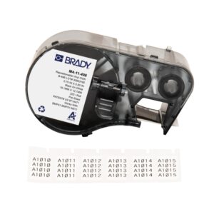 Brady Authentic (M4-11-498) Etiquetas de tela de vinilo multiusos reposicionables, 0.5 pulgadas de alto x 0.75 pulgadas de ancho, negro sobre blanco, 220 etiquetas