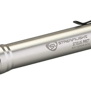Streamlight 66121 Stylus Pro 100-Lúmenes LED Linterna de Bolígrafo con 2 Baterías Alcalinas AAA, Plateada