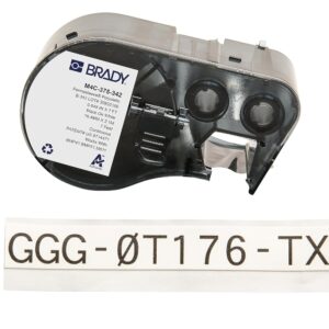 Brady Authentic (M4C-375-342) PermaSleeve® Etiquetas termorretráctiles de poliolefina 0.4 pulgadas Rollo negro sobre blanco, 7 pies