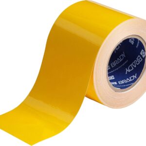 Brady ToughStripe Nonabrasive Floor Marking Tape, 100' Length, 4" Width, Yellow (Pack of 1 Roll)