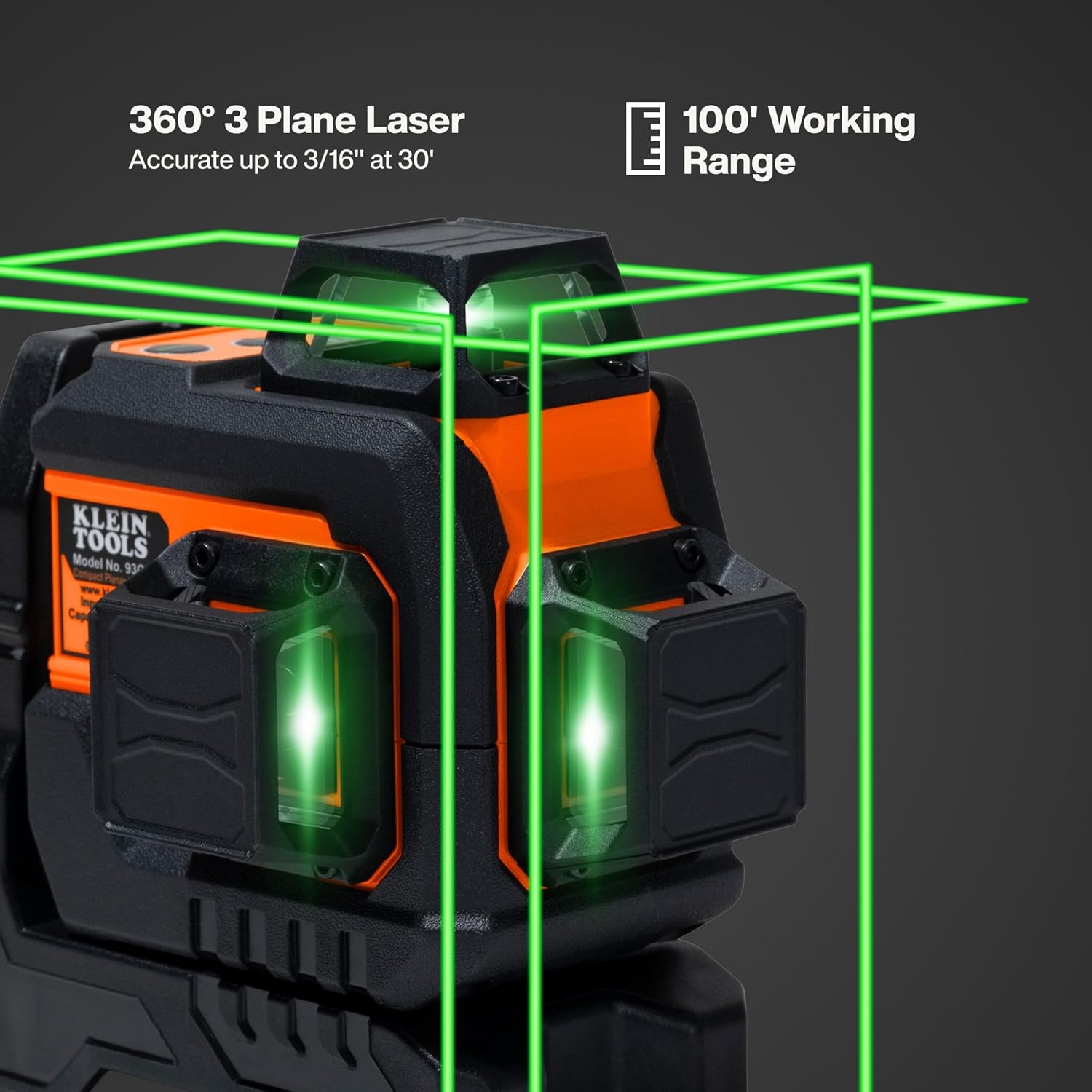 Klein Tools 93CPLG Nivel láser compacto autonivelante, línea cruzada verde brillante, planos láser de 360 grados, recargable, montaje magnético 5 Klein Tools 93CPLG Nivel láser compacto autonivelante, línea cruzada verde brillante, planos láser de 360 grados, recargable, montaje magnético – Vista 5