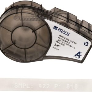 Brady M21-375-430-WT-CL Cartridge, B430 Clear Polyester Material, 0.375" W x 21' L, Clear