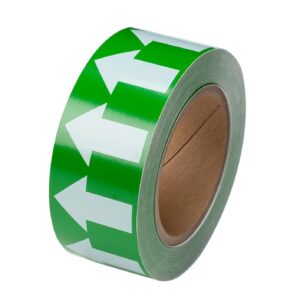 Brady 91421 2" Width, 90' Length, B-946 High Performance Vinyl, White On Green Color Arrow Tape