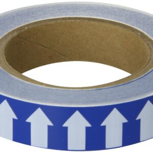 Brady 91427 1" Width, 90' Length, B-946 High Performance Vinyl, White On Blue Color Arrow Tape, Legend (Arrow Pictogram)