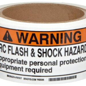 Brady 101517 2" Height, 4" Width, B-302 High Performance Polyester, Black And Orange On White Color Arc Flash And Shock Label (100 per Roll)