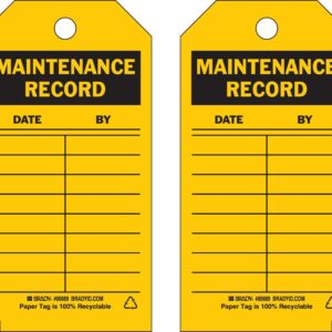 Brady 86669 5 3/4" Height x 3" Width, Cardstock (B-853), Black on Yellow Inspection & Material Control Tags (100 Tags)