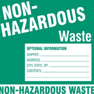 Brady 60447, Hazardous Waste Labels, 6" Height x 6" Width, White on Green, Legend "Non-Hazardous Waste...Etc" (100 per Package)