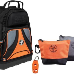 Klein Tools 80038 - Kit de herramientas para mochila, mochila Tradesman Pro, bolsas de herramientas con cierre y magnetizador, 4 piezas