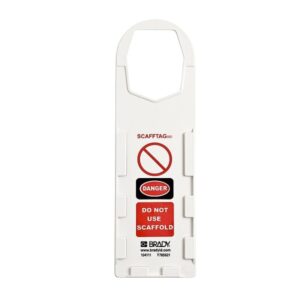 Brady SCAF-STH132 soporte para etiquetas de plástico, 11-3/4 pulgadas de altura, 3-1/2 pulgadas de ancho, color blanco, leyenda frontal "Danger, Do Not Use Scaffold" (Paquete de 10)
