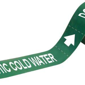 Brady 20425 Economy Pipe Markers-To-Go, B-736, 1" Height X 8" Width, White On Green Self-Sticking - Plastic Film, Legend "Domestic Cold Water"