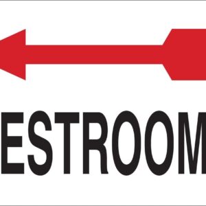 Brady 47551 Plastic, 10" X 14" Sign, Legend, "Restrooms (W/Left Arrow)"