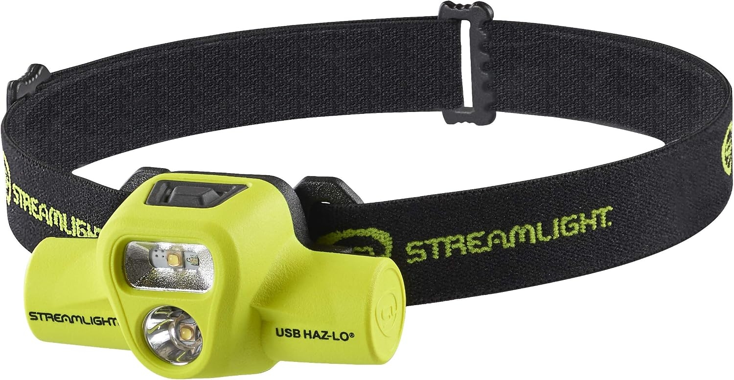 Streamlight 61460 HAZ-LO 250-Lúmenes LED Linterna Frontal Recargable USB 120V CA y 3M Dual Lock con Correas, Amarilla 1 Streamlight 61460 HAZ-LO 250-Lúmenes LED Linterna Frontal Recargable USB 120V CA y 3M Dual Lock con Correas, Amarilla