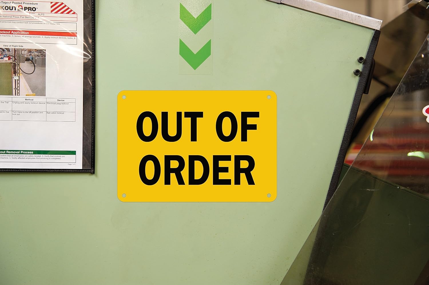 Brady 25050 10" Width x 7" Height B-401 Plastic, Black on Yellow Sign, Legend "Out Of Order" 3 Brady 25050 10" Width x 7" Height B-401 Plastic, Black on Yellow Sign, Legend "Out Of Order" – Vista 3