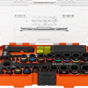 Klein Tools 65400KNECT Juego de Dados de Impacto, 28 piezas, en medidas SAE y métrico