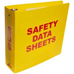 Brady 2025 3" Diameter Rings, Polyethylene, Red On Yellow Color Standard MSDS Binder, Legend "Material Safety Data Sheets"