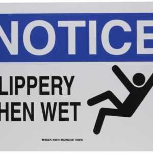 Brady 129118 Machine and Operational Sign, Legend "Slippery When Wet", 10" Height, 14" Width, Black, Blue, Red on White