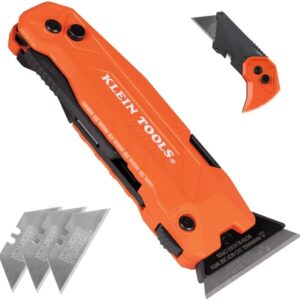 Klein Tools 44306 Navaja multiusos/rascador FLICKBLADE 2 en 1 con almacenamiento de cuchillas