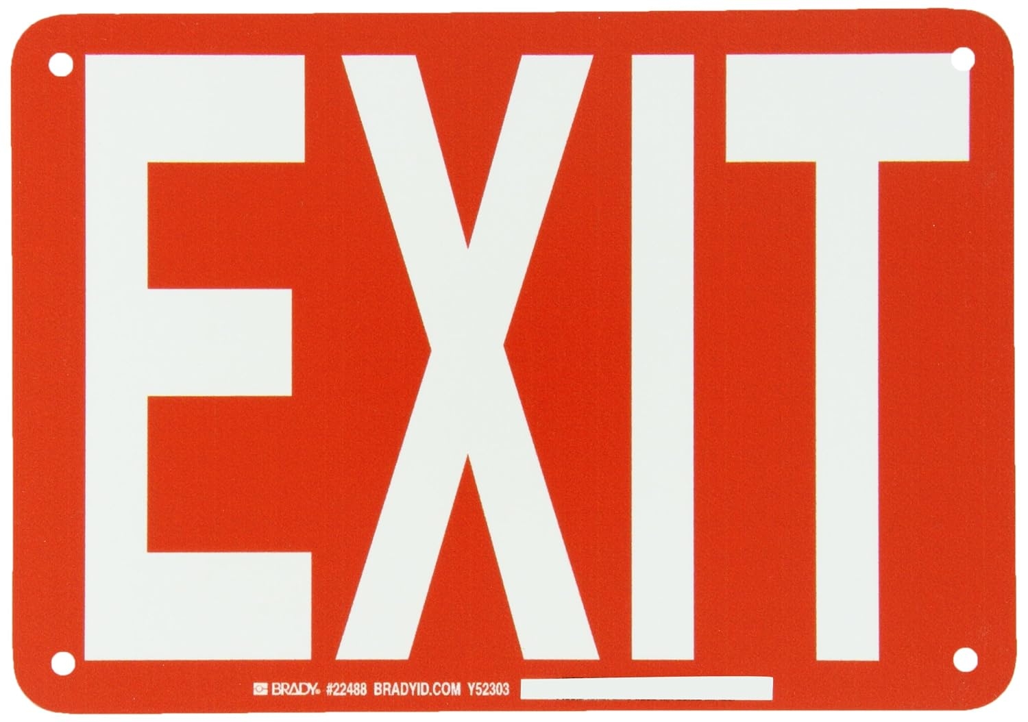 Brady 22488 10" Width x 7" Height B-401 Plastic, Red on White Exit and Directional Sign, Legend "Exit" 1 Brady 22488 10" Width x 7" Height B-401 Plastic, Red on White Exit and Directional Sign, Legend "Exit"