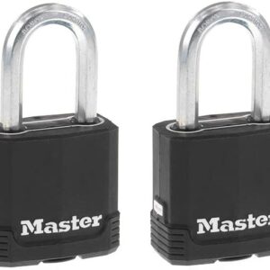 Master Lock M115XQLFCCSEN Magnum Candado laminado, 4.7 cm de ancho, acero de 0.8 cm, 3.81 cm de distancia al grillete, paquete de 4, Paquete de 2, 1-1/2 Inch Shackle, Covered