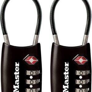 Master Lock Candado, configura tu propia combinación de cerraduras TSA para equipaje, cerradura de cierre de viaje con grillete de cable es de 1-3/16 pulgadas Los colores pueden variar, 4688T, 2