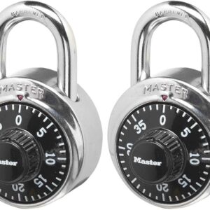 Master Lock Cerraduras de casillero, cerraduras de combinación para gimnasio y escuela, paquete de 2, 1500T, color negro