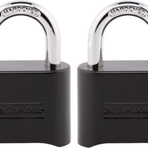 Master Lock - Candado de combinación negro, configura tu propio candado combinado, resistente a la intemperie para interiores y exteriores con código para clóset de gimnasio, puerta, cobertizo,