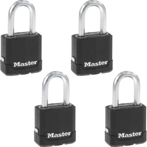 Master Lock M115XQLFCCSEN Magnum Candado laminado, 4.7 cm de ancho, acero de 0.8 cm, 3.81 cm de distancia al grillete, paquete de 4, Paquete de 4, 1-1/2 Inch Shackle, Covered