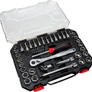 Urrea 5201CD Juego Dados y Accesorios Combinados, 3/8 Caja Display, 47 piezas