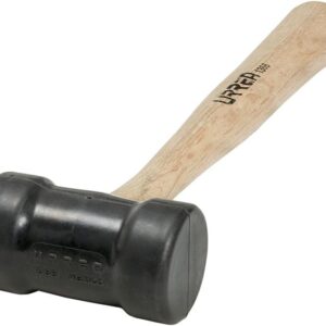 Urrea 1367 Mazo con cabeza de hule negro con mango de madera de encino de 14", 16 oz