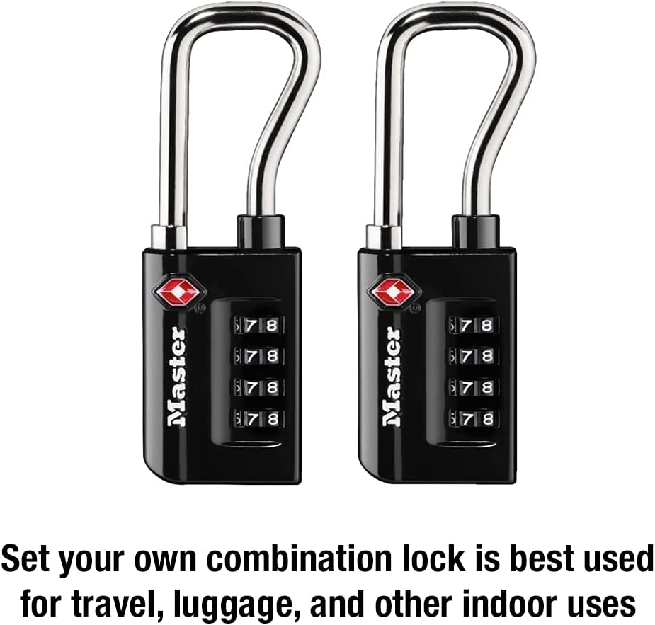 Master Lock Candado de combinación numérica para equipaje, aceptado por TSA, reconfigurable, puedes configurarlo tú mismo, Numérico, Paquete de 2 3 Master Lock Candado de combinación numérica para equipaje, aceptado por TSA, reconfigurable, puedes configurarlo tú mismo, Numérico, Paquete de 2 – Vista 3
