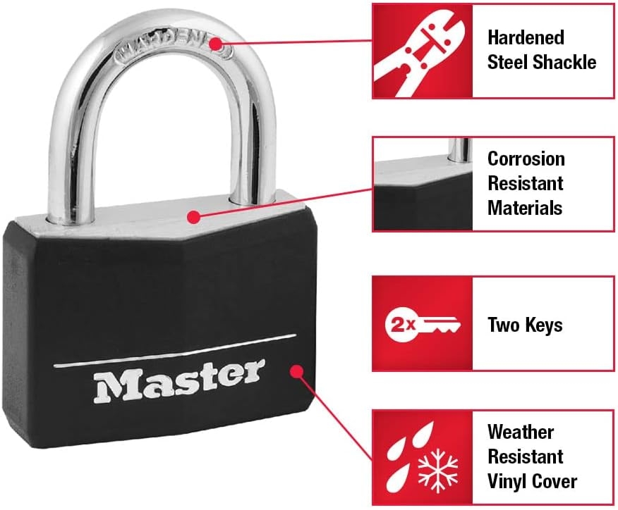 Master Lock Candado con llave de aluminio cubierto 146D, 1-9/16 pulgadas, rosa 2 Master Lock Candado con llave de aluminio cubierto 146D, 1-9/16 pulgadas, rosa – Vista 2