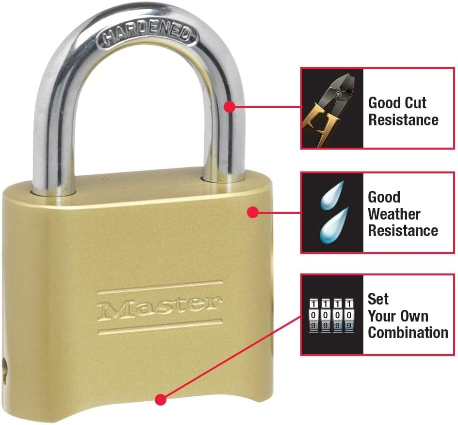 master lock cerradura de combinación reajustable, Número, 1 paquete, Metal 2 master lock cerradura de combinación reajustable, Número, 1 paquete, Metal – Vista 2
