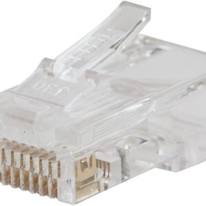 Klein Tools VDV826-703 Pass-Thru Modular Data Plug, RJ45 CAT6, chapado en oro, conectores de paso a través de 50 unidades