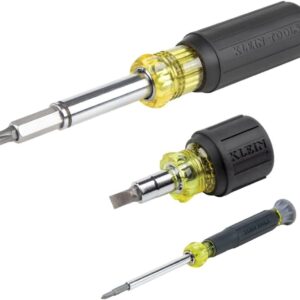 Klein Tools 80045 - Juego de herramientas de destornillador y destornillador de tuercas, incluye 11 en 1, destornilladores magnéticos de punta múltiple y electrónica, 3 piezas