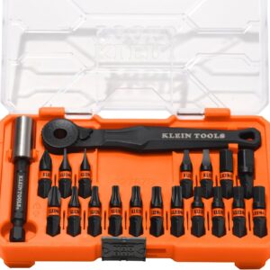 Klein Tools 32787S - Juego de puntas de impacto ProFlex de microcarraca delgada, 20 piezas, acero S2, estuche de almacenamiento compatible con MODbox, portapuntas magnético