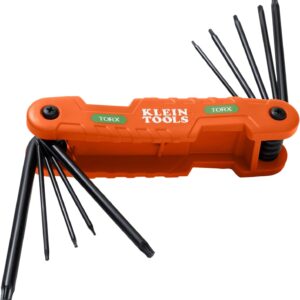 Klein Tools 70550T Pro Juego de llaves hexagonales plegables de 10 llaves Torx tamaños T6 a T40, acero de aleación tratado térmicamente, cuchillas de alto apalancamiento