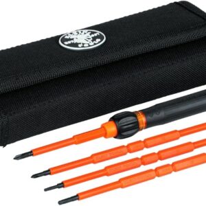 Klein Tools 32584INSR - Juego de destornilladores de precisión 8 en 1 con funda, juego de aislamiento clasificado de 1000 V con puntas TORX ranuradas y a prueba de manipulaciones