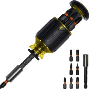 Klein Tools 32308 - Destornillador de múltiples puntas, herramienta magnética ajustable 8 en 1 con Phillips, ranurado, cuadrado y destornillador de tuerca