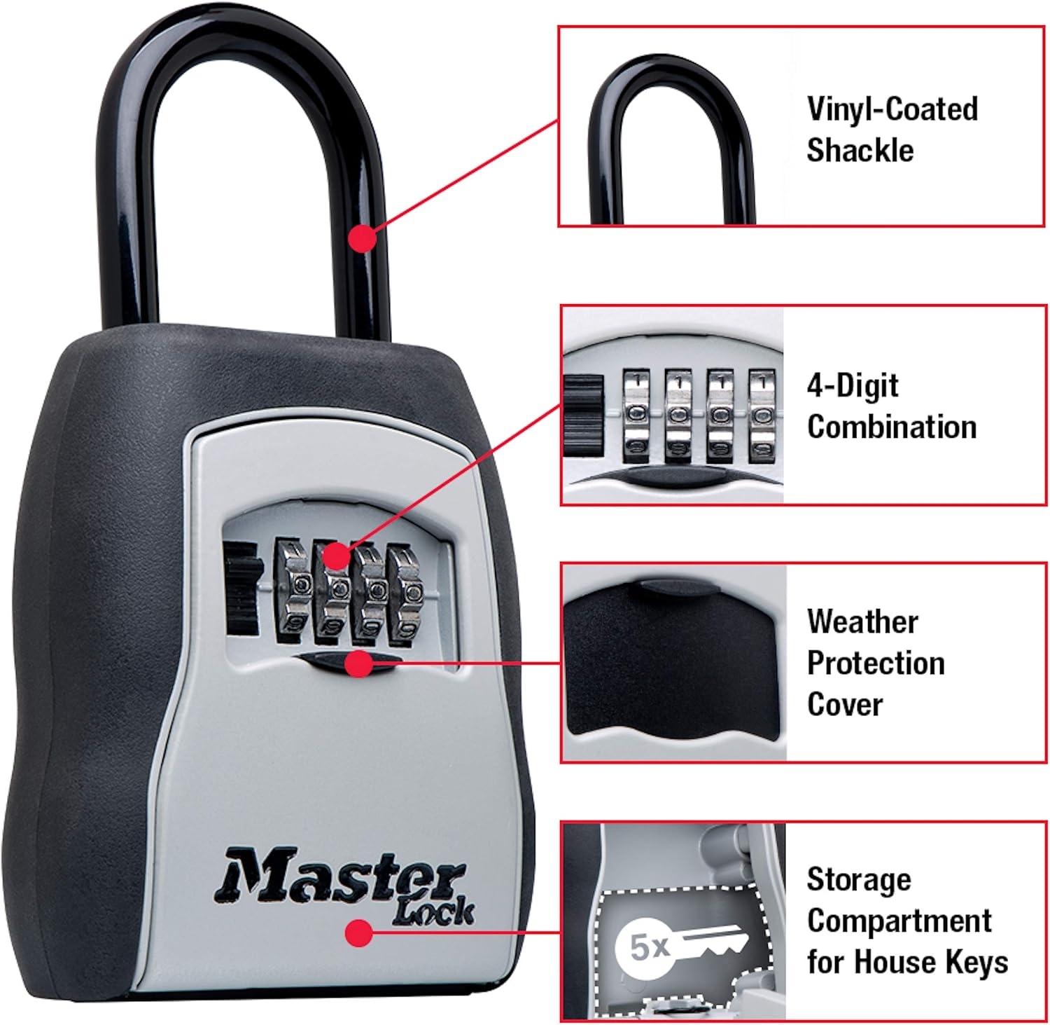 Master Lock - Caja de bloqueo de llave con código, caja de bloqueo al aire última intervensión para agentes inmobiliarios, administradores de propiedades y propietarios, ideal para alquileres a corto 5 Master Lock - Caja de bloqueo de llave con código, caja de bloqueo al aire última intervensión para agentes inmobiliarios, administradores de propiedades y propietarios, ideal para alquileres a corto – Vista 5