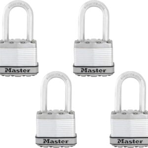 Master Lock M1XKADCCSEN Magnum Candado laminado, 4.45 cm de ancho, acero de 0.8 cm, 2.54 cm de distancia al grillete, Paquete de 4, 1-1/2 Inch Shackle