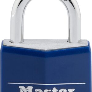 Master Lock 142DCM Candado de Cuerpo Sólido de 40mm con Cubierta de Vinil, color Azul