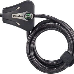 master lock Python ajustable Cable de bloqueo, 1.8 m, 6' x 5/16" diameter, Negro y plateado