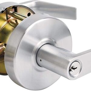 Master Lock - Cerradura de puerta con llave, manija de puerta comercial, manija de puerta de bloqueo estilo palanca, acabado chapado en cromo cepillado
